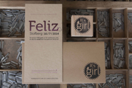 Geboortekaartje | letterpress  | 10 x 20 cm | Folie druk | 'Feliz Kraft' vanaf