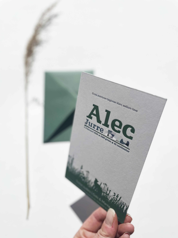 Geboortekaartje | letterpress  | 11 x 17cm | 2 keuren | ' Alec Gras' vanaf