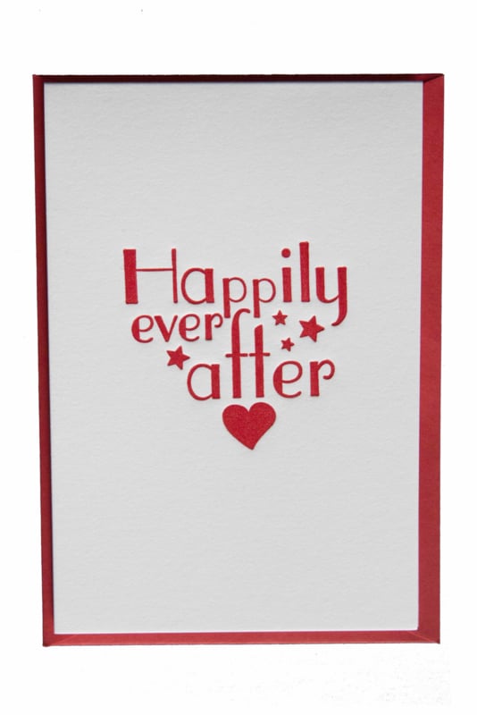 Kaart bruiloft | Happily ever after | rood