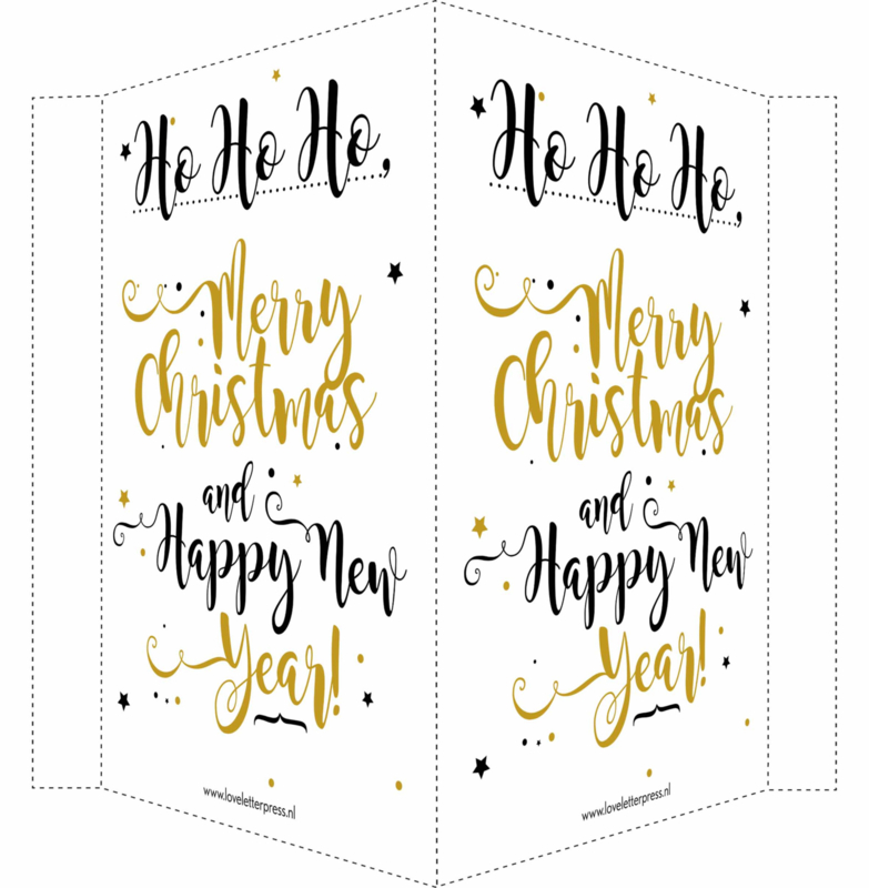 Kerstbord/raambord | Merry Christmas & Happy New Year |  goud/zwart vanaf