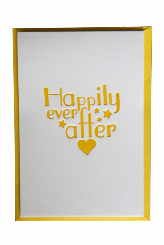 Kaart bruiloft | Happily ever after | geel