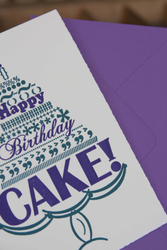 Verjaardagskaart | Happy birthday cake | paars/teal