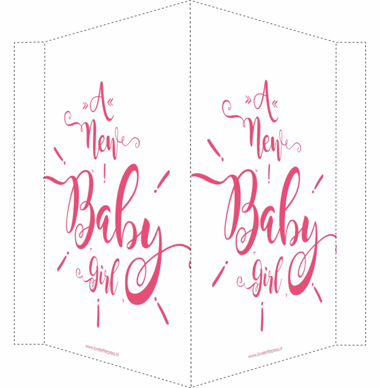 Geboortebord/ raambord | Newborn baby girl (handlettering) | roze vanaf
