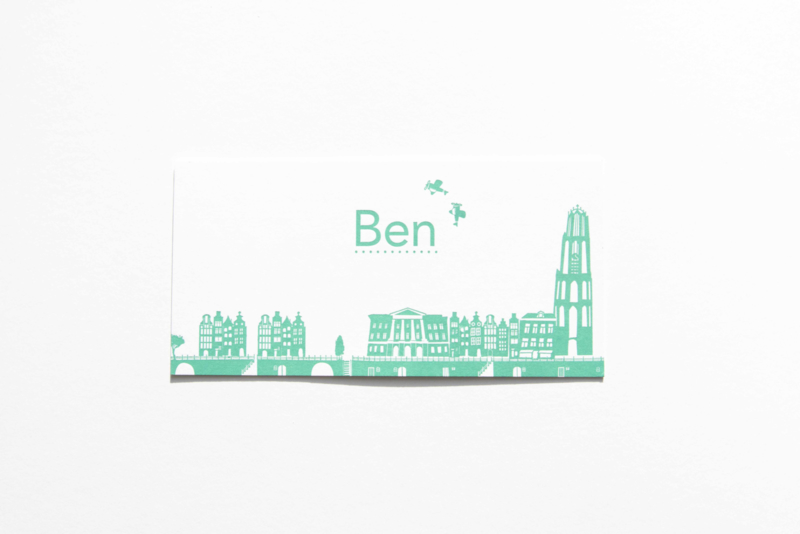 Geboortekaartje | letterpress  | 10 x 20 cm | 1 kleur | 'Skyline Utrecht | Ben' vanaf