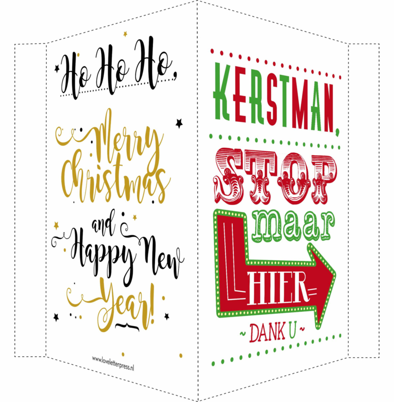 Kerstbord/raambord | Kerstman + Merry Christmas & Happy New Year | rood/groen /goud/zwart vanaf