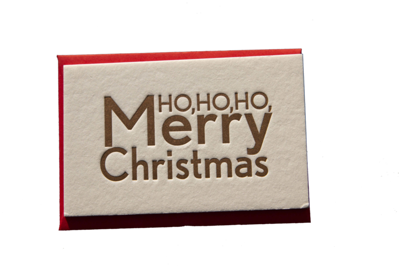 Kerstkaart | Ho ho ho Merry Christmas | 450 gram | goud