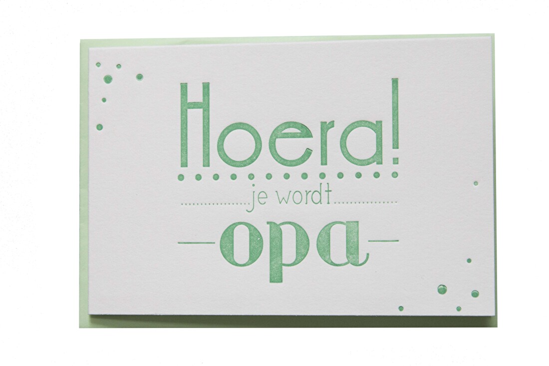 Hoera je wordt opa, groen , zwangerschapsaankondiging