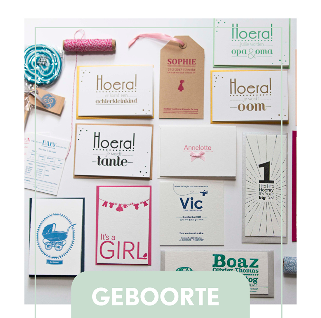 geboorte letterpress