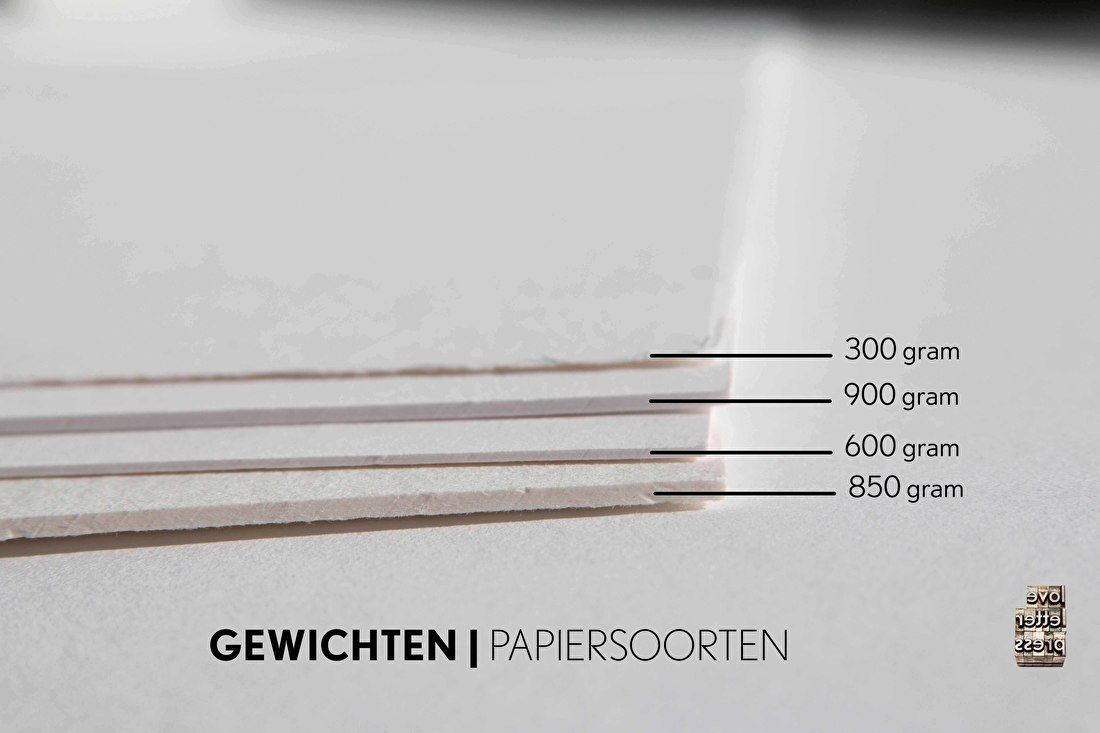 gewichten letterpress papier, katoen 100% geboortekaartje, goedkoop, 300, 600, 850, 900 gram