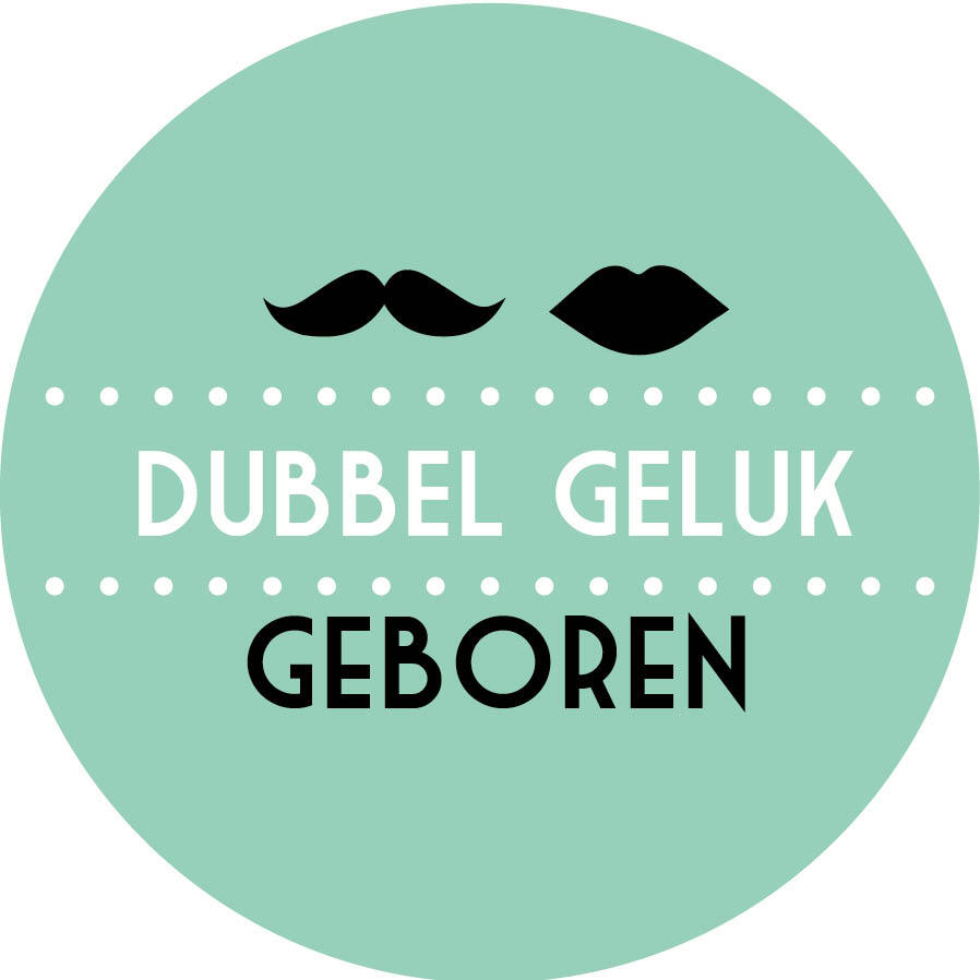 tweeling sluitsticker, dubbel geluk, jongen en meisje, grijs, goedkoop