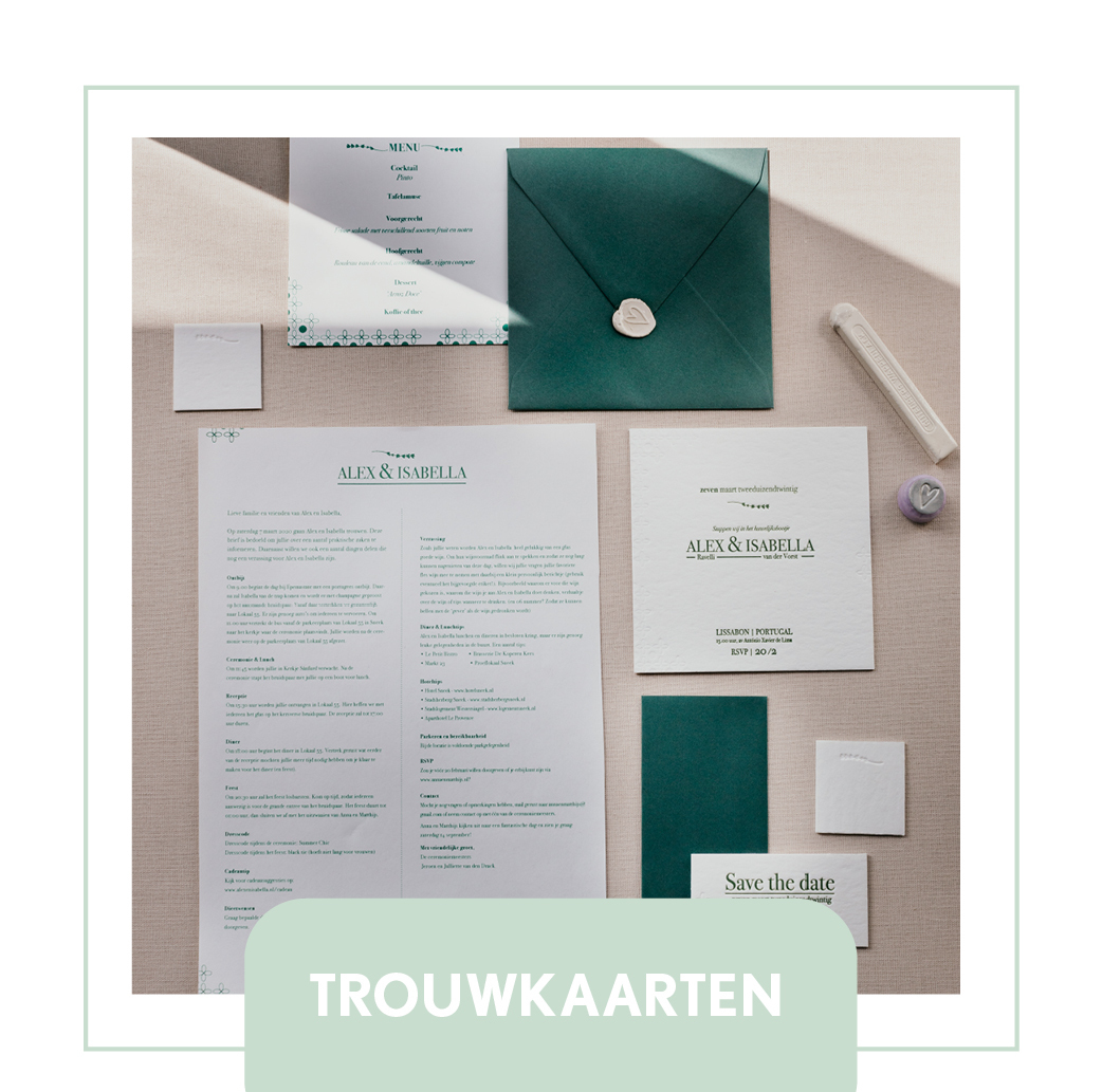 trouwkaarten letterpress minimalistisch hip modern goedkoop