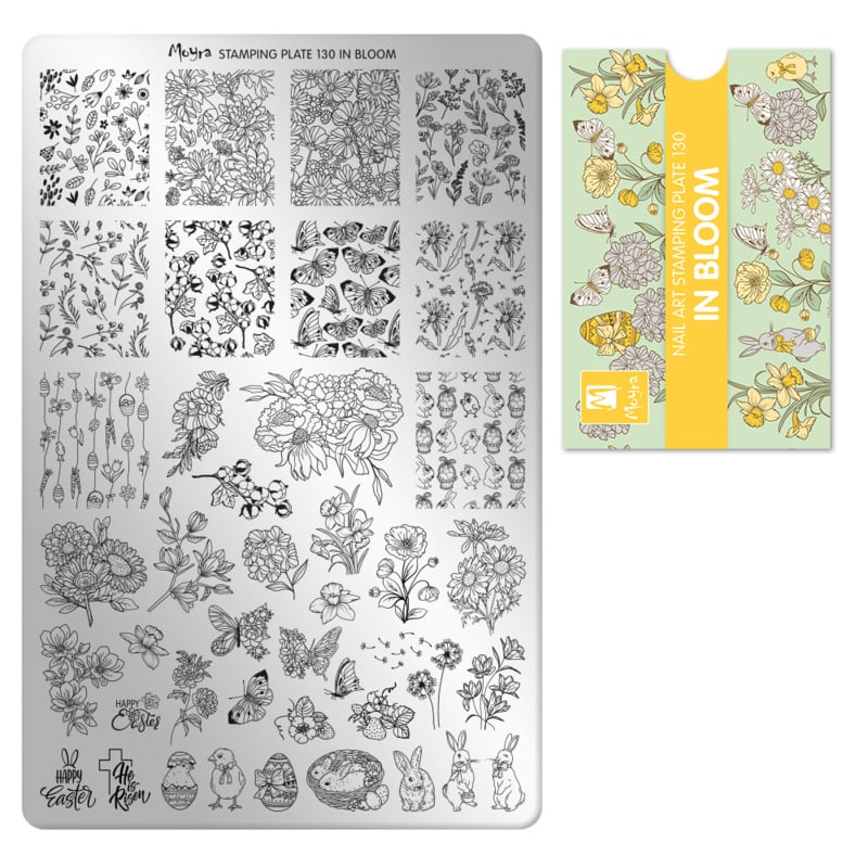 Moyra Stamping Plate 130 In Bloom + Gratis Try-on plate Sheet