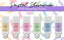 PNS Stamping Polish pastel shimmer Collection nr 49 t/m 54