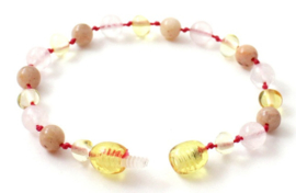Barnsteen armband ||  Rozenkwarts En Zonnesteen