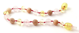 Barnsteen armband ||  Rozenkwarts En Zonnesteen