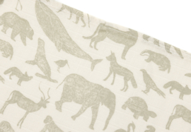 Jollein Hydrofiele Doek || Animals Olive Green (3-pack )