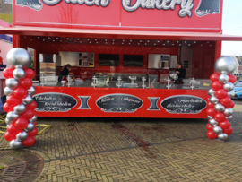 Set van 2 pilaaren met een reflex zilveren lijn en topballon