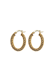 Golden twisted oval hoops
