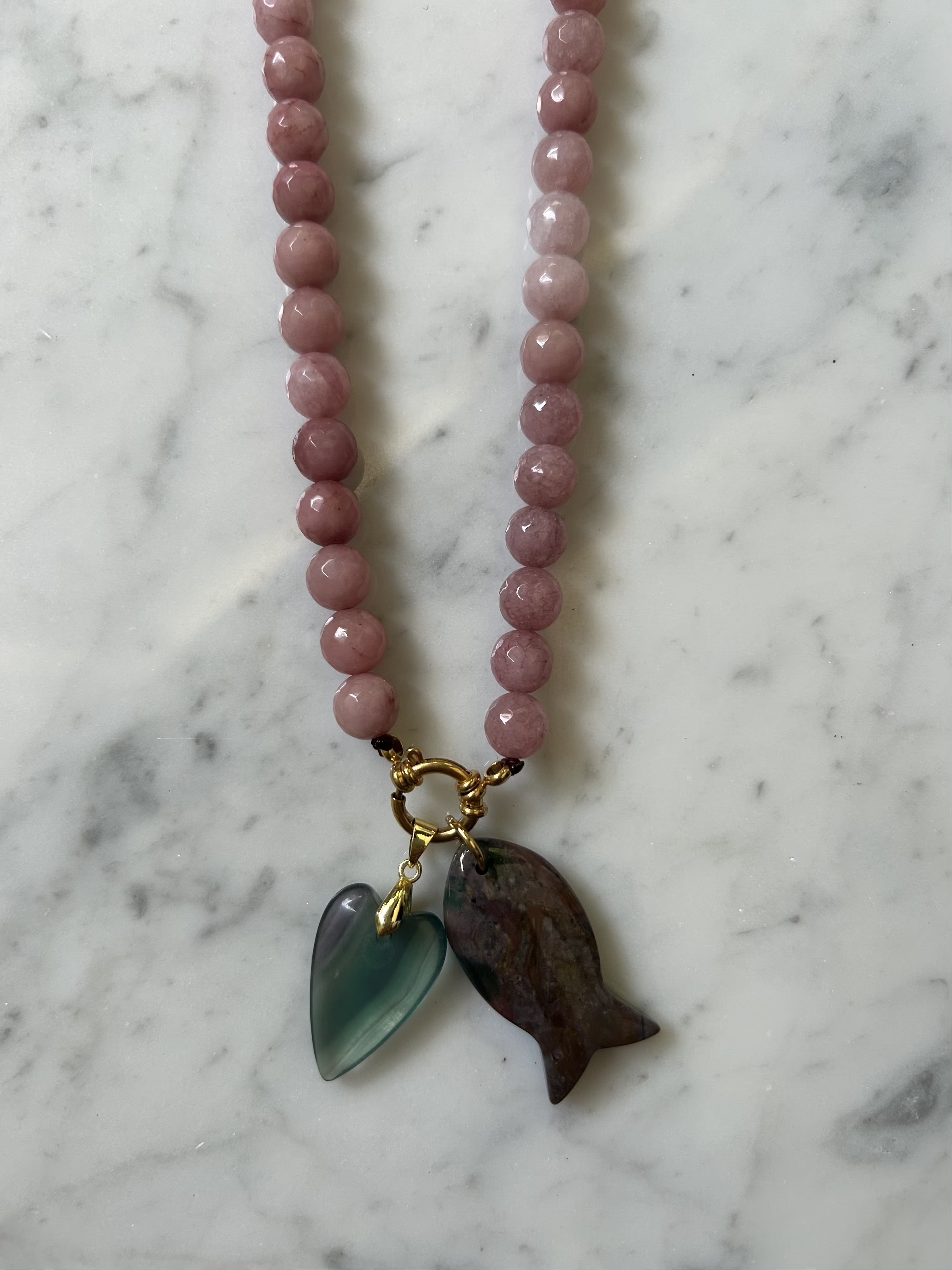 Kralenketting - Oud roze
