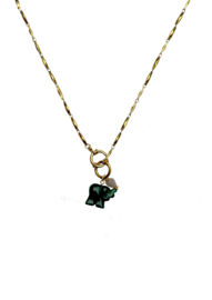 Power of stones - Green elephant with amethyst