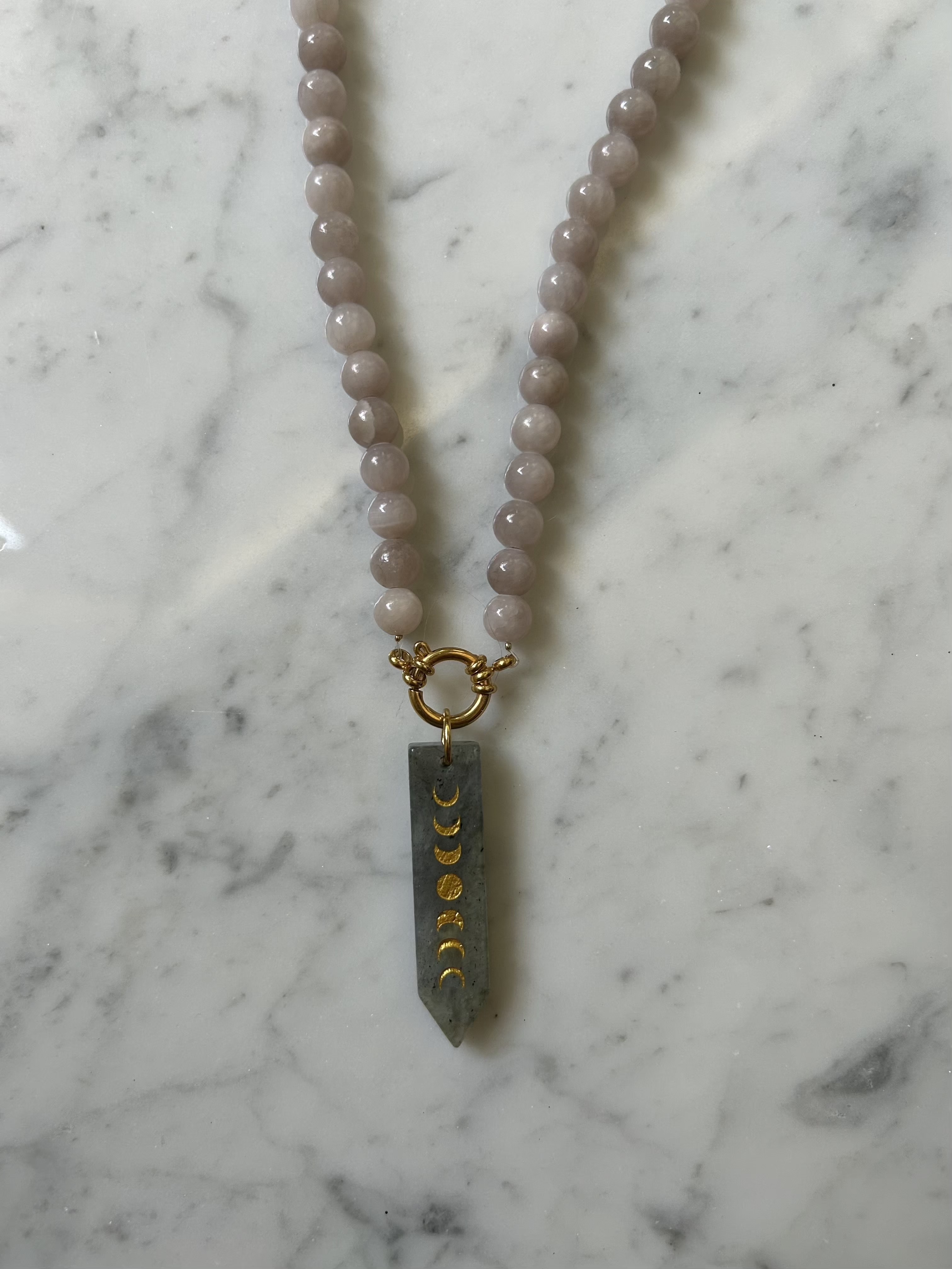 Kralenketting - Beige jade