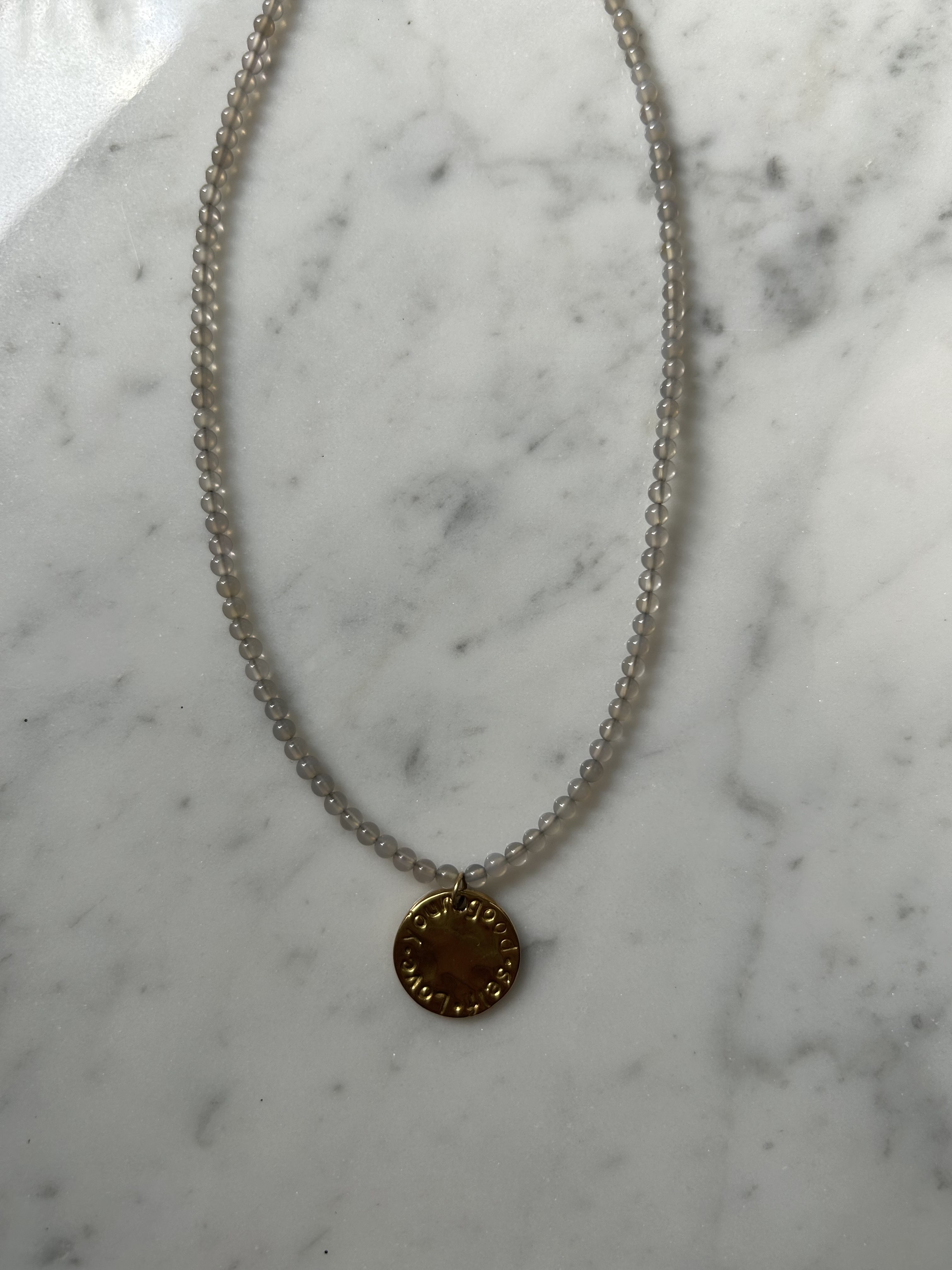 Golden labradorite love yourself coin