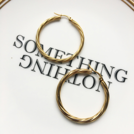 Golden twisted hoops (40mm)