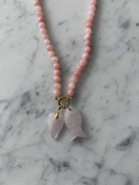 Kralenketting - Licht roze jade