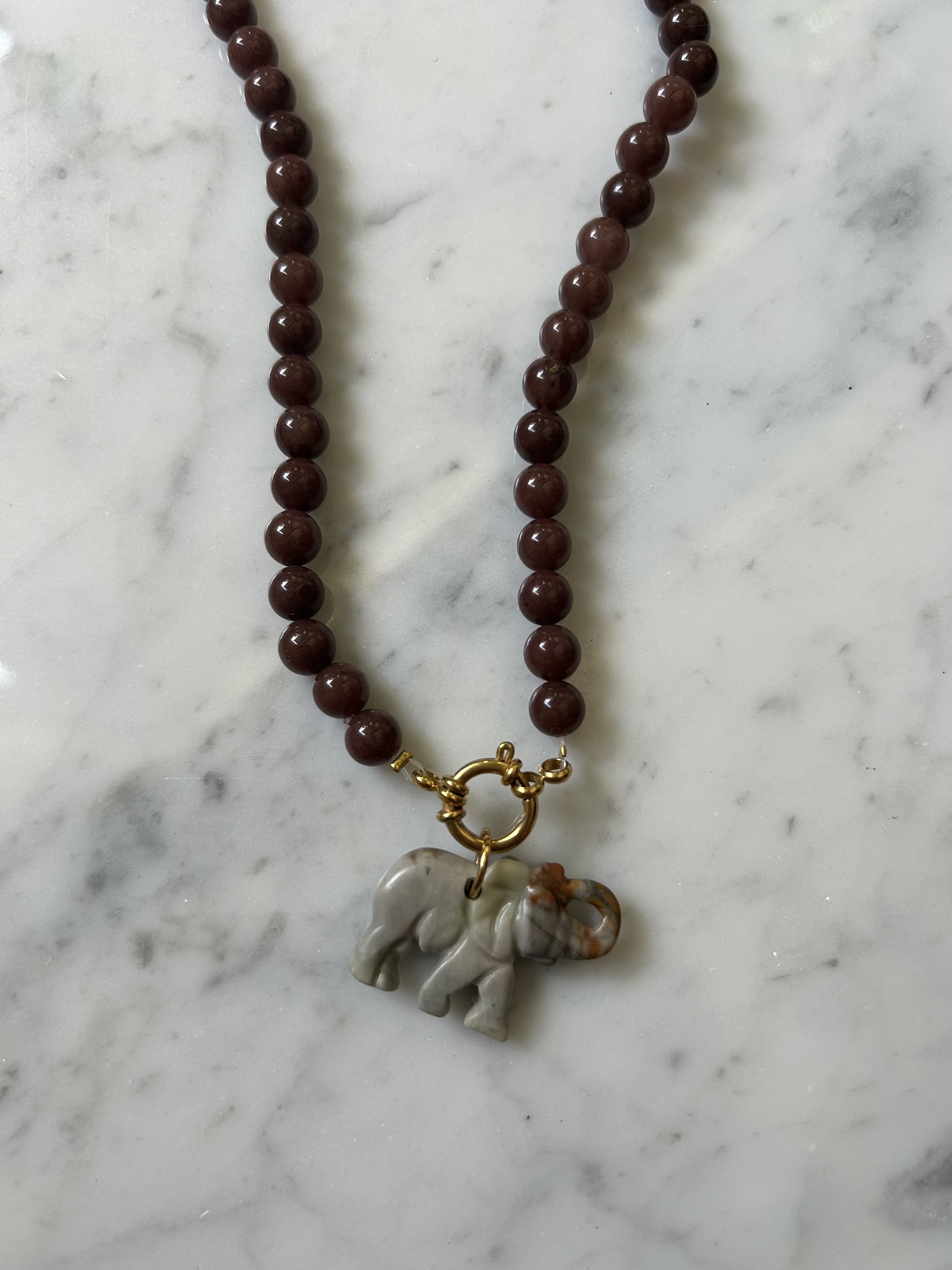 Kralenketting - Bruin jade
