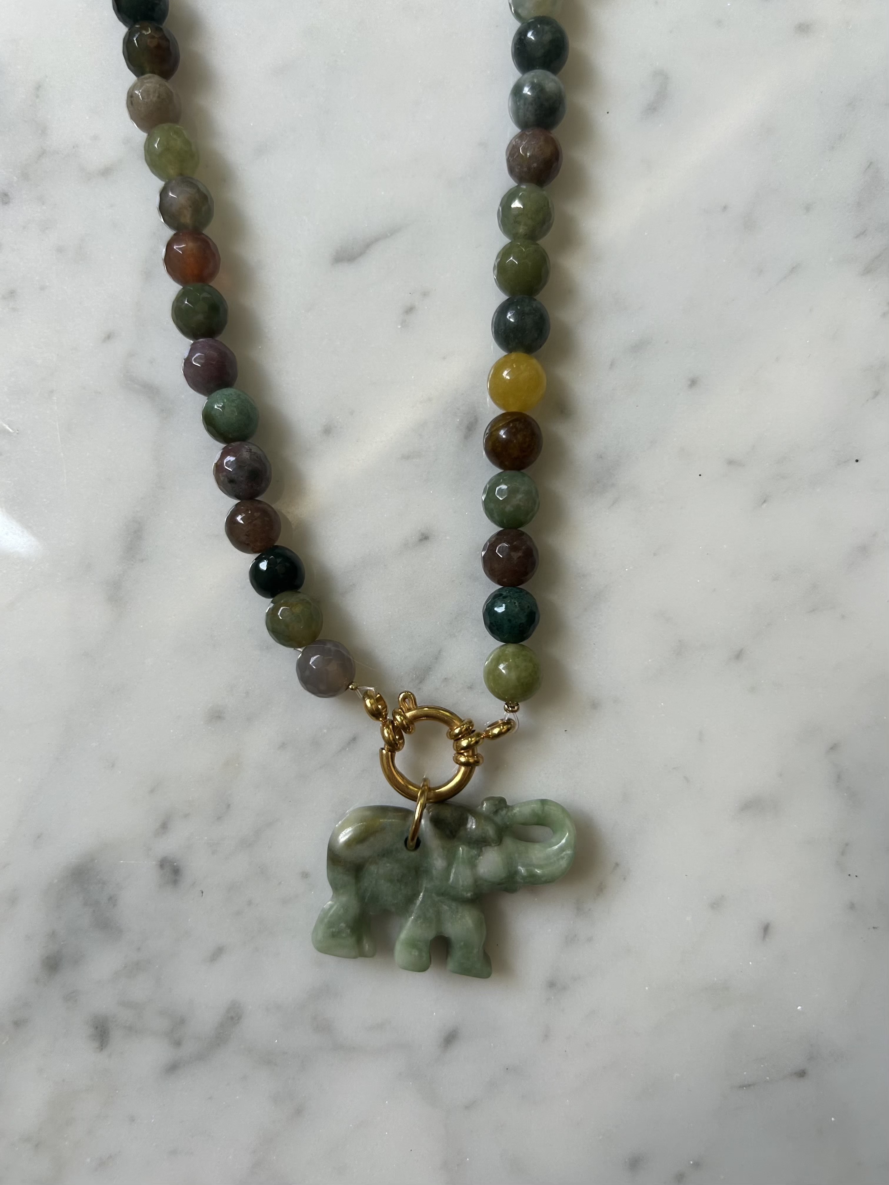 Kralenketting - Groen/bruin mix jade