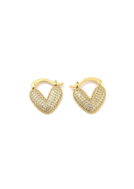 Golden bling heart hoops