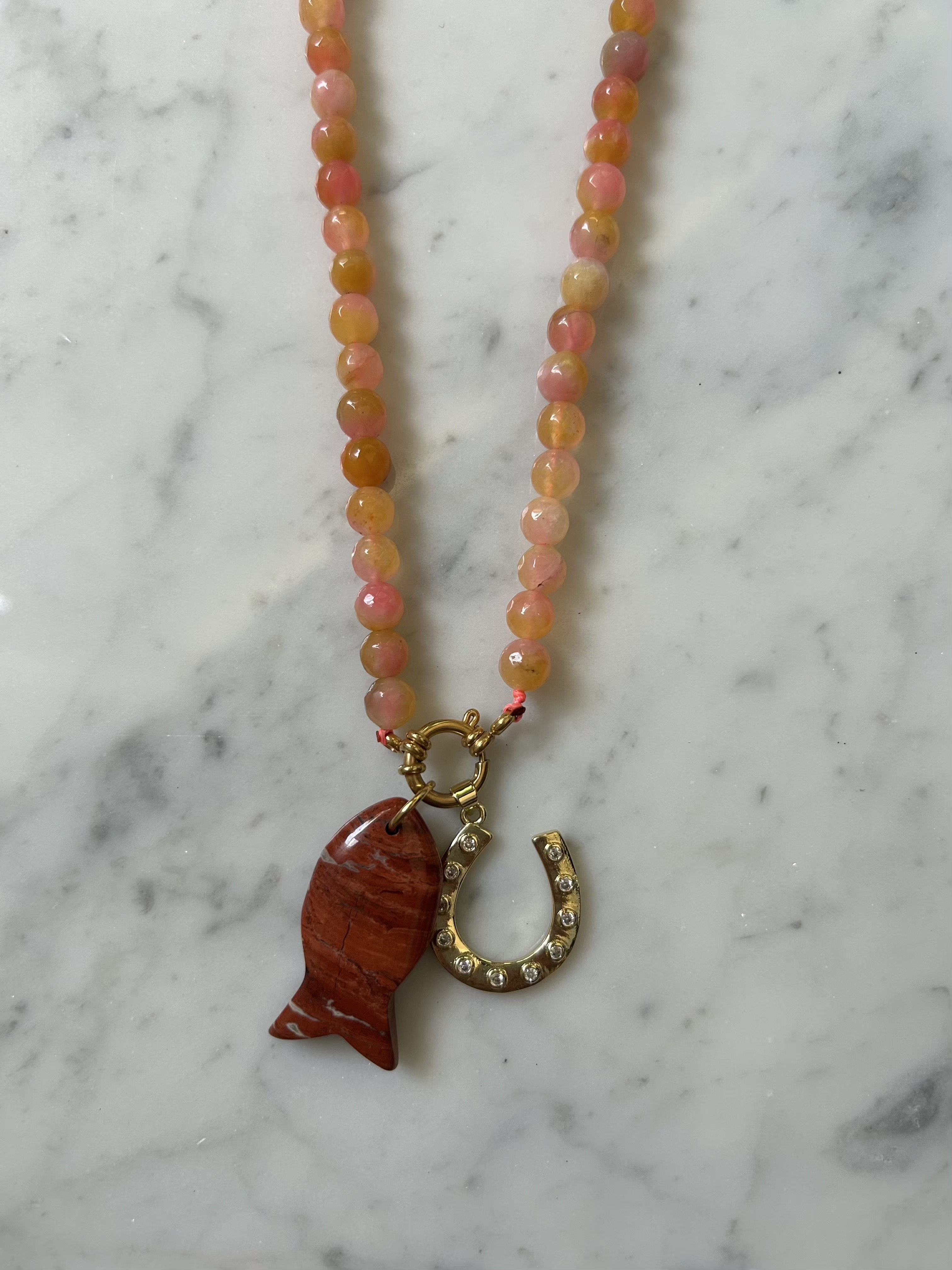 Kralenketting - Oranje jade