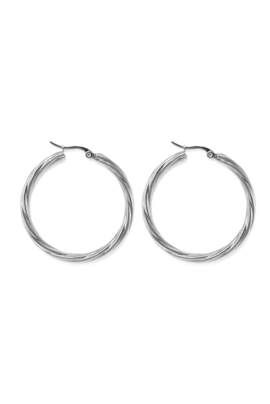 Silver twisted hoops (40mm)