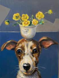 Vilma van den Berg "hond met boterbloemen"