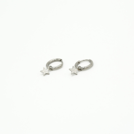 Oorringetjes Sterretjes - Stainless steel zilverkleurig