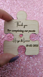 Gepersonaliseerde Puzzelstukje, trouw gunsten puzzel, kleine cadeautje, trouw bedankjes