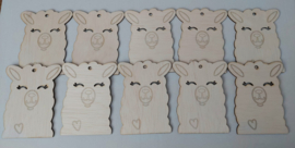 Houten Alpaca's 5 stuks