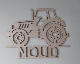 Houten trekker - tractor met naam