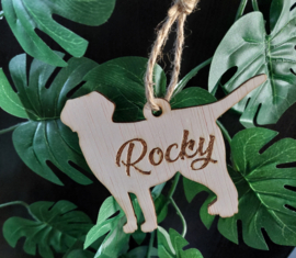 Houten honden hanger gepersonaliseerd met naam