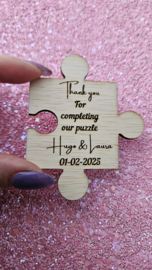 Gepersonaliseerde Puzzelstukje, trouw gunsten puzzel, kleine cadeautje, trouw bedankjes