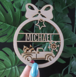 Gepersonaliseerde kerstbal eland - truck