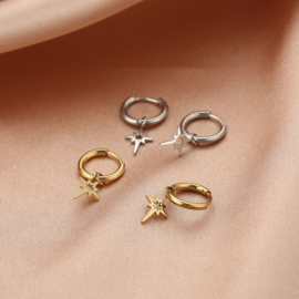 Oorringetjes Sterretjes - Stainless steel goudkleurig