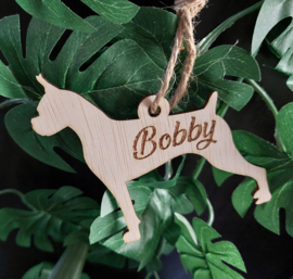 Houten honden hanger gepersonaliseerd met naam