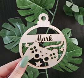 Kerstbal gaming - console - gepersonaliseerde houten kerstbal