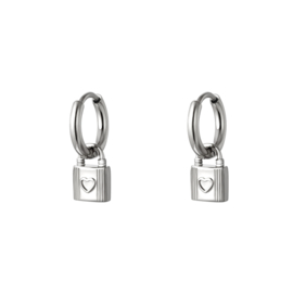 Oorringetjes Lock - Stainless steel zilverkleurig