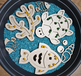 Sensory bak + vulvormen onderwater set met speelrijst - sensorische speelgoed set - Sensory, sensorisch motorische ontwikkeling