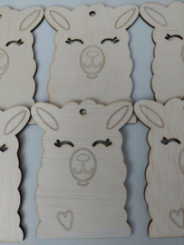 Houten Alpaca's 5 stuks