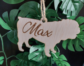 Houten honden hanger gepersonaliseerd met naam