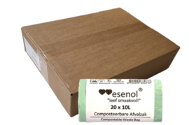 NIEUW: Voordeelpak: 30 x esenol Composteerbare afvalzakken 10 liter (30 x 20 st)