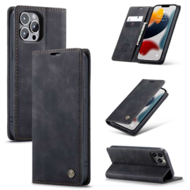 CaseMe Retro Wallet Case Iphone 13 Pro Zwart